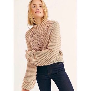 Free People Balloon-Arm Nude Sweater
